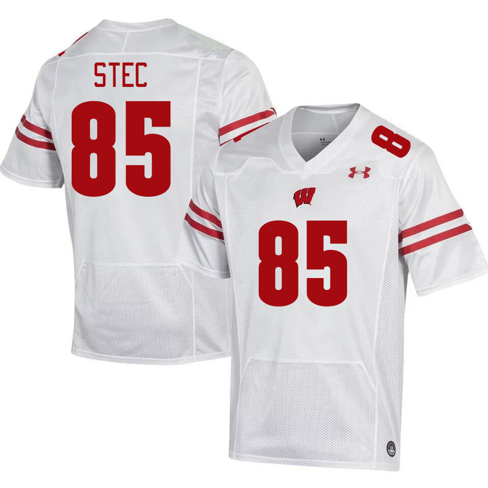 Men #85 Grant Stec Wisconsin Badgers College Football Jerseys Stitched-White